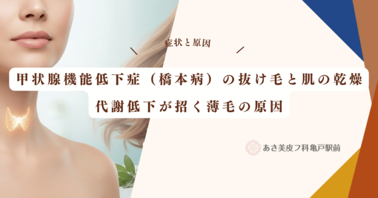 甲状腺機能低下症（橋本病）の抜け毛と肌の乾燥｜代謝低下が招く薄毛の原因