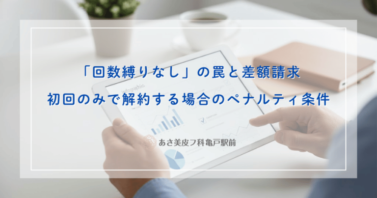 「回数縛りなし」の罠と差額請求｜初回のみで解約する場合のペナルティ条件
