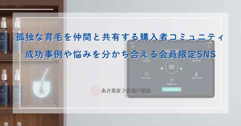 孤独な育毛を仲間と共有する購入者コミュニティ｜成功事例や悩みを分かち合える会員限定SNS