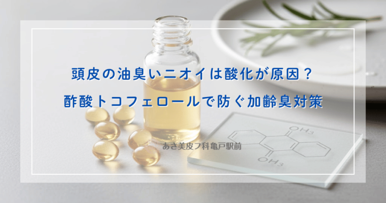 頭皮の油臭いニオイは酸化が原因？酢酸トコフェロールで防ぐ加齢臭対策